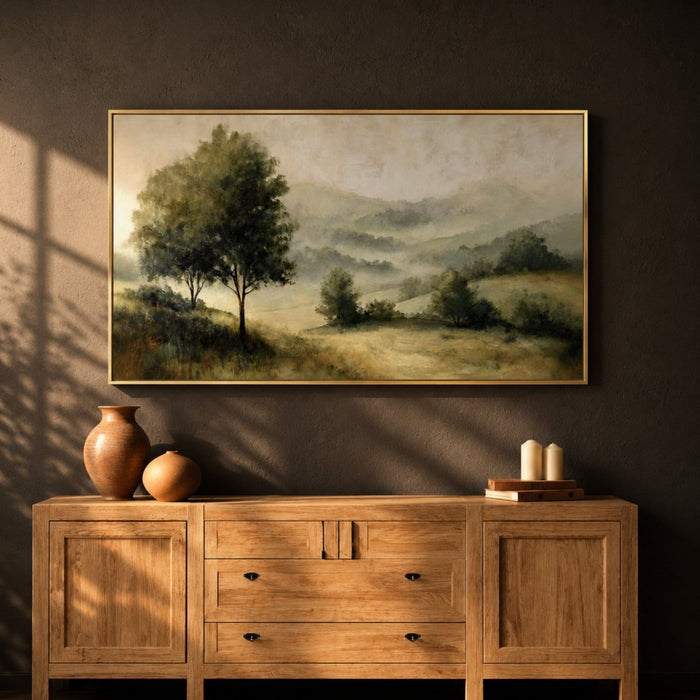 Rolling Hills Wall Art – Vintage Sage Green Decor | Rustic Forest Landscape Print - Lumberwave Creations