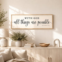 Scripture Wall Decor – With God All Things Print | Matthew 19:26 Bible Verse Sign - Lumberwave Creations
