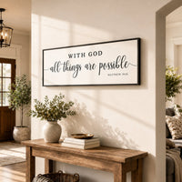 Scripture Wall Decor – With God All Things Print | Matthew 19:26 Bible Verse Sign - Lumberwave Creations