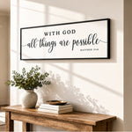 Scripture Wall Decor – With God All Things Print | Matthew 19:26 Bible Verse Sign - Lumberwave Creations