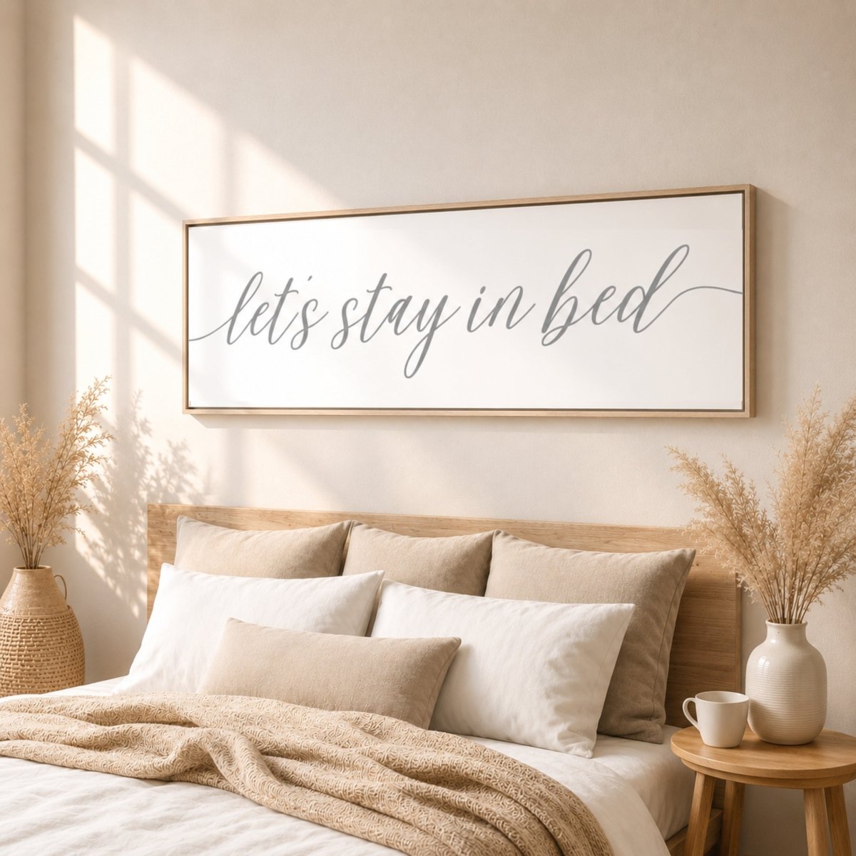 Stay In Bed Sign - Modern Bedroom Wall Art | Guest Room Signs & Cozy Decor - Lumberwave Creations