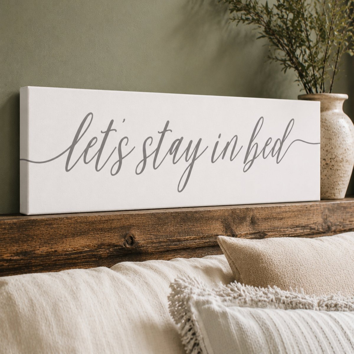 Stay In Bed Sign - Modern Bedroom Wall Art | Guest Room Signs & Cozy Decor - Lumberwave Creations