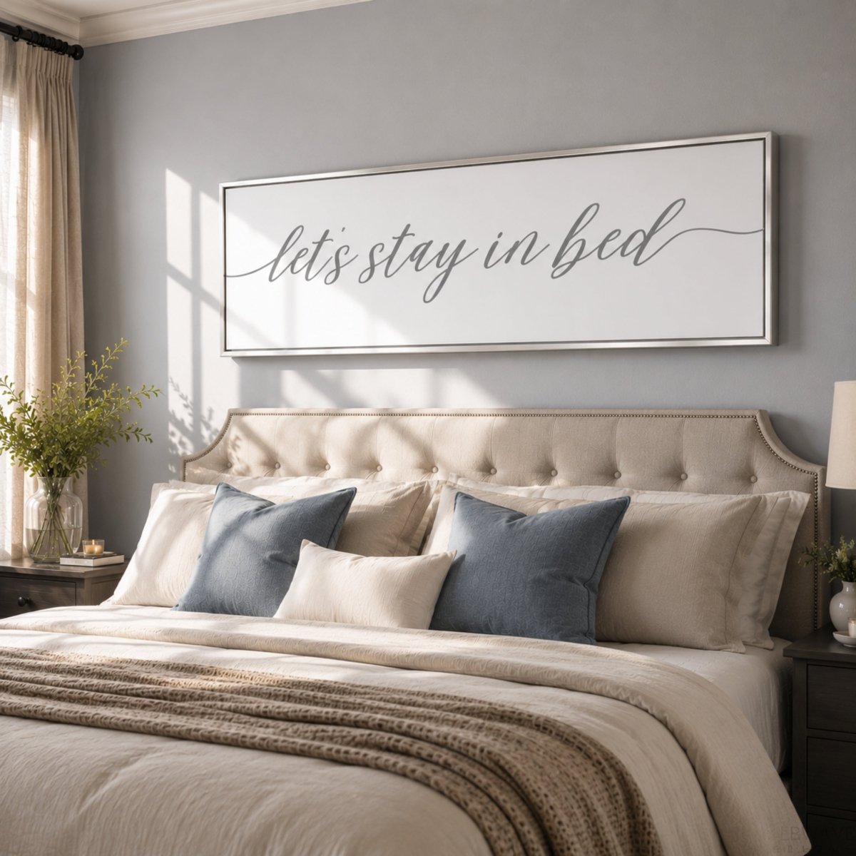 Stay In Bed Sign - Modern Bedroom Wall Art | Guest Room Signs & Cozy Decor - Lumberwave Creations