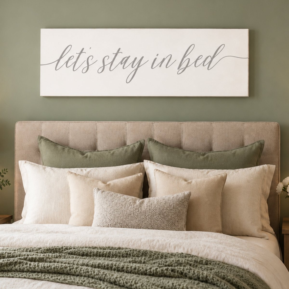 Stay In Bed Sign - Modern Bedroom Wall Art | Guest Room Signs & Cozy Decor - Lumberwave Creations