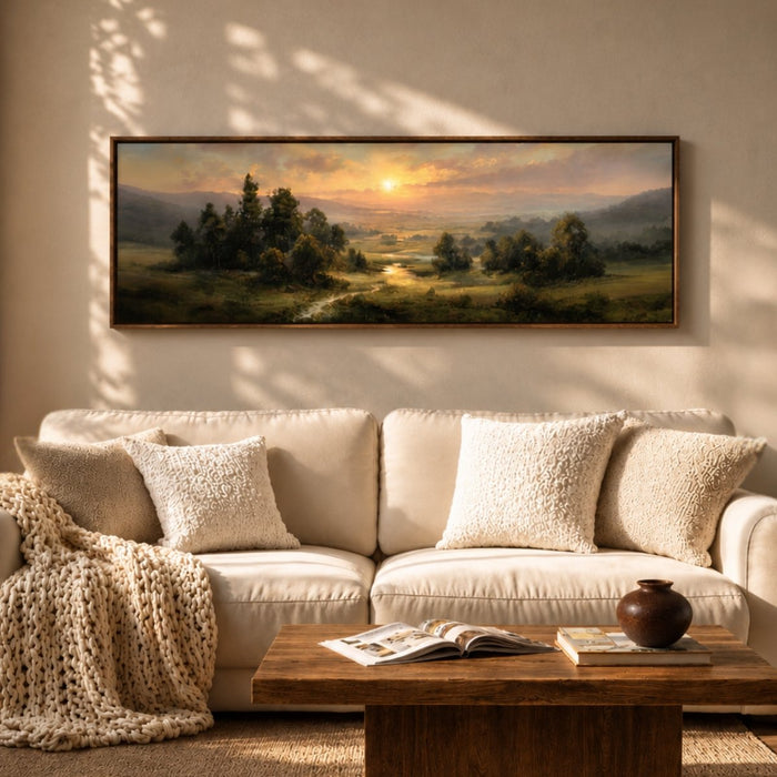 Sunset Landscape Wall Art - Mountains And Trees Print | Rustic Vintage Decor - Lumberwave Creations