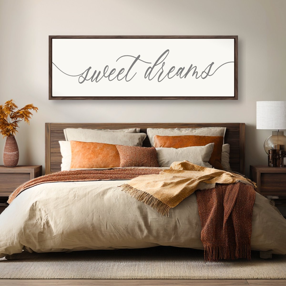 Sweet Dreams Sign - Minimalist Calligraphy Bedroom Wall Decor | Guest & Master Bedroom - Lumberwave Creations