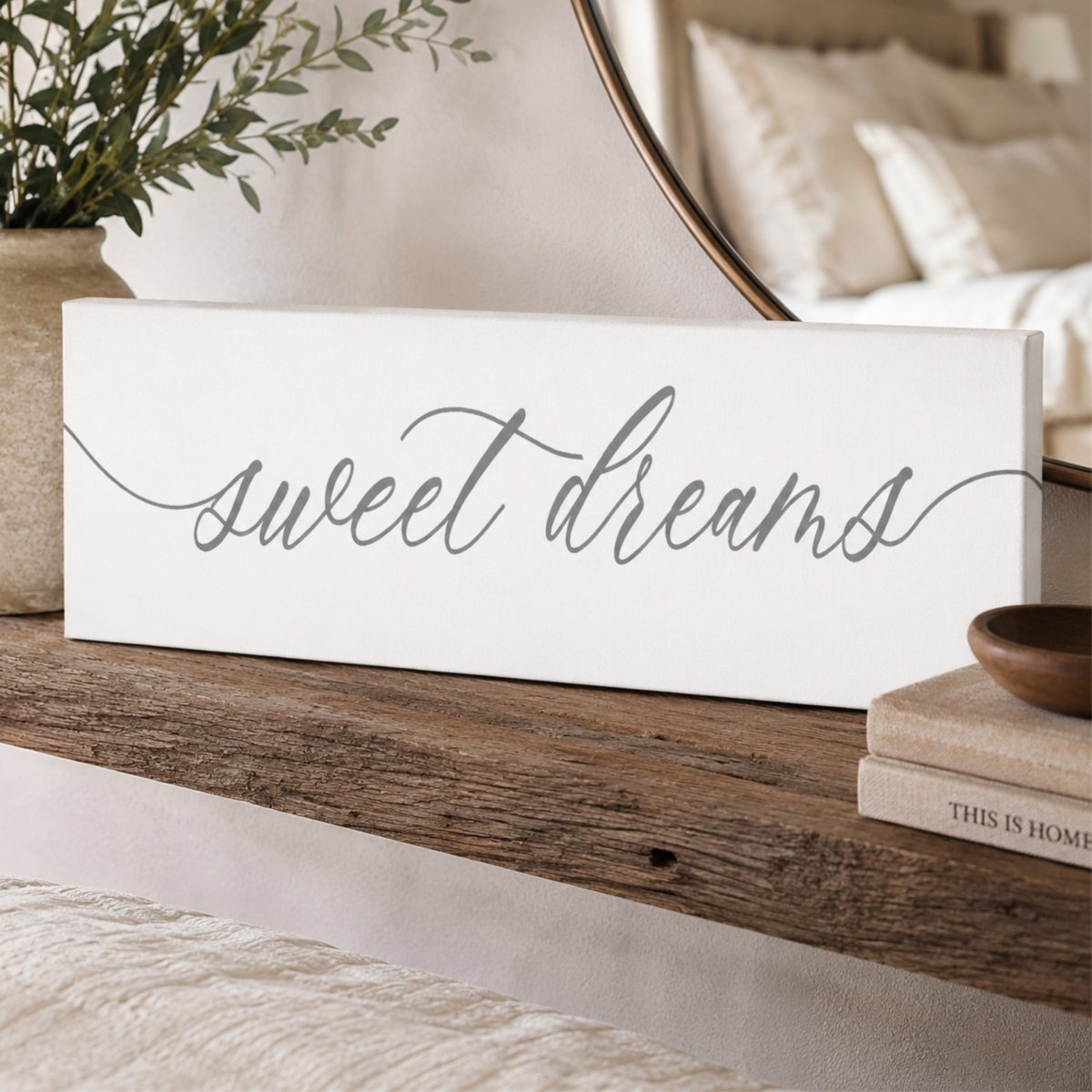Sweet Dreams Sign - Minimalist Calligraphy Bedroom Wall Decor | Guest & Master Bedroom - Lumberwave Creations