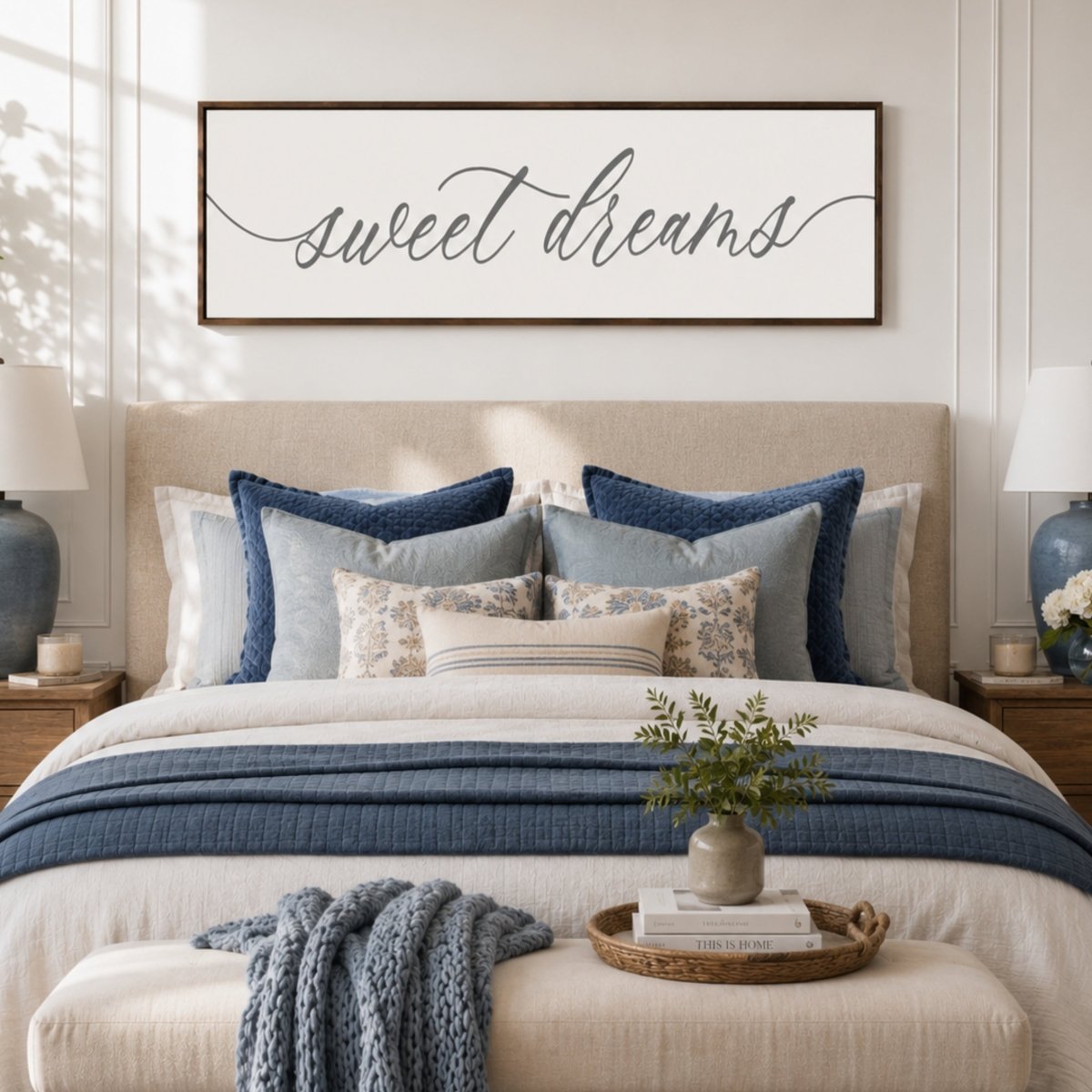Sweet Dreams Sign - Minimalist Calligraphy Bedroom Wall Decor | Guest & Master Bedroom - Lumberwave Creations