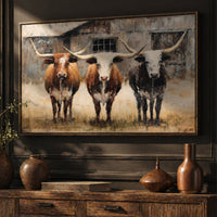 Texas Longhorn Art Print - Rustic Cow Wall Decor | Western Living Room Artwork - Lumberwave Creations
