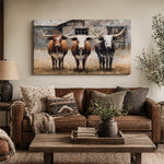 Texas Longhorn Art Print - Rustic Cow Wall Decor | Western Living Room Artwork - Lumberwave Creations