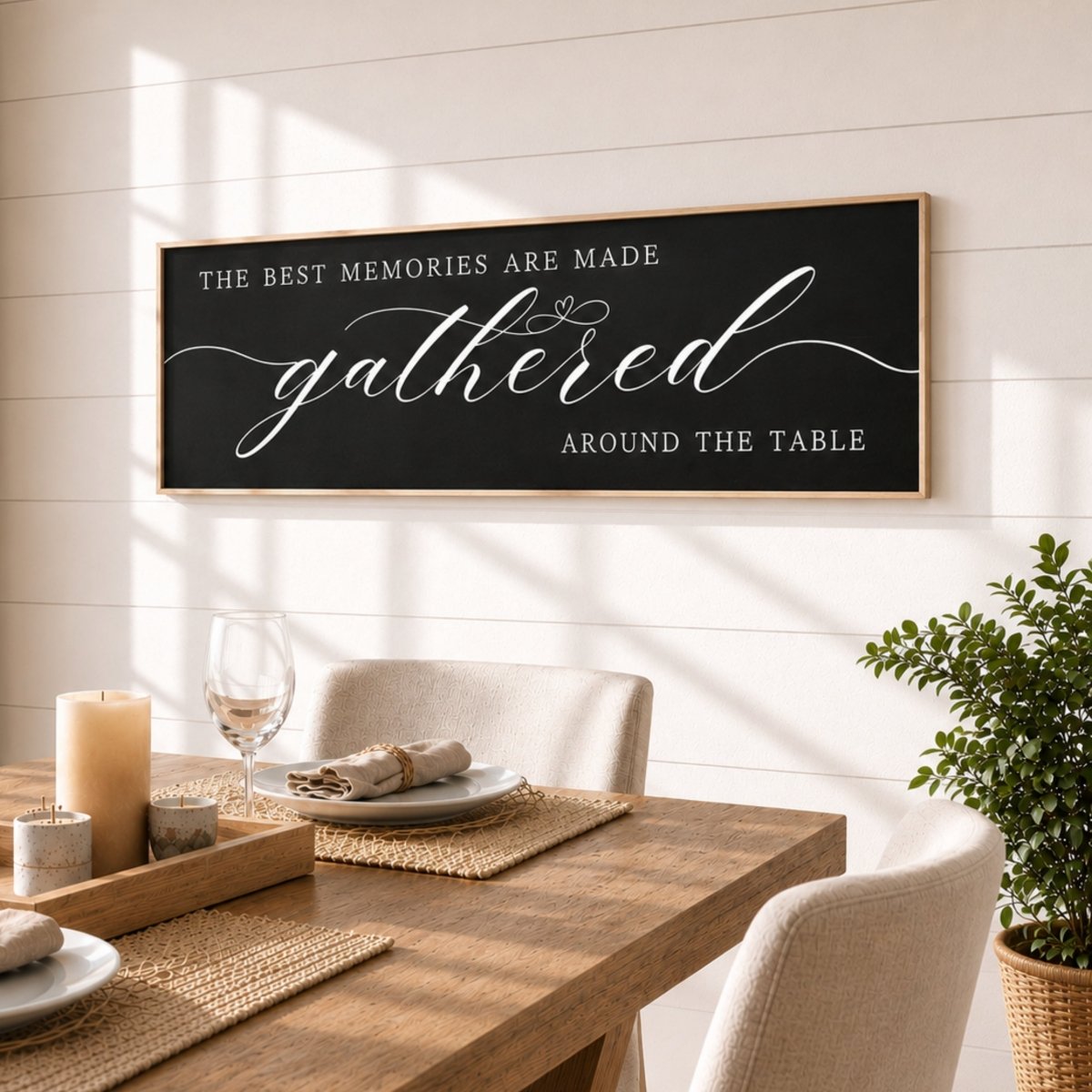 The Best Memories Are Made Gathered Around The Table Sign | Dining Room Wall Decor - Lumberwave Creations
