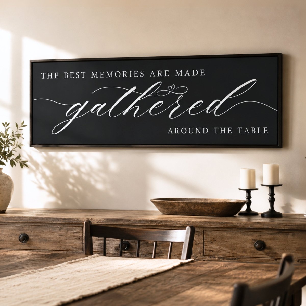 The Best Memories Are Made Gathered Around The Table Sign | Dining Room Wall Decor - Lumberwave Creations