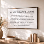 This Is The Beginning Of A New Day Print, Inspirational Quote Wall Art, Office Wall Decor - Lumberwave Creations