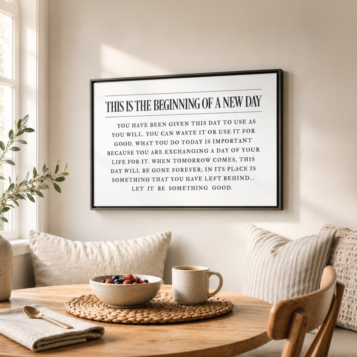 This Is The Beginning Of A New Day Print, Inspirational Quote Wall Art, Office Wall Decor - Lumberwave Creations