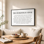 This Is The Beginning Of A New Day Print, Inspirational Quote Wall Art, Office Wall Decor - Lumberwave Creations