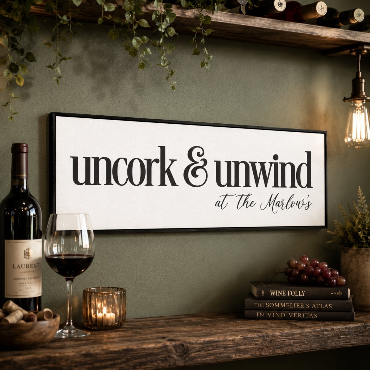 Uncork & Unwind - Personalized Wine Bar Decor - Lumberwave Creations