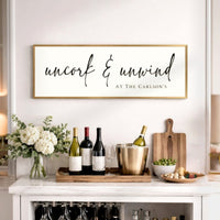Uncork Unwind Sign – Custom Wine Bar Decor | Personalized Bar Cart Print - Lumberwave Creations