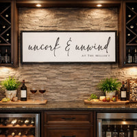 Uncork Unwind Sign – Custom Wine Bar Decor | Personalized Bar Cart Print - Lumberwave Creations