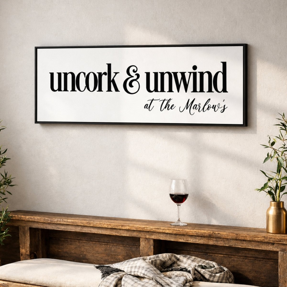 Uncork Unwind Sign - Personalized Wine Bar Decor | Rustic Wine Wall Art - Lumberwave Creations