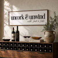 Uncork Unwind Sign - Personalized Wine Bar Decor | Rustic Wine Wall Art - Lumberwave Creations