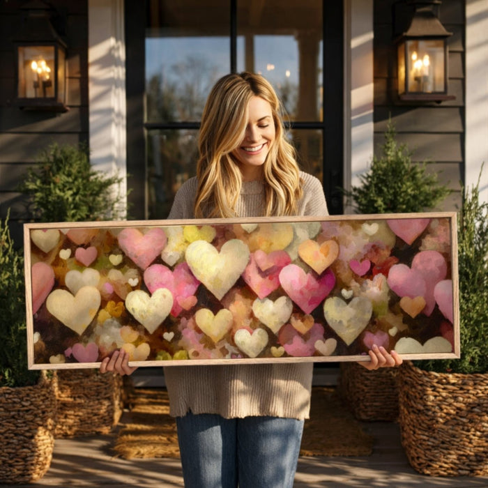Vintage Heart Wall Art – Romantic Valentines Day Decor | Neutral Tone Art Canvas - Lumberwave Creations