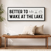 Wake At The Lake - Lake House Wall Art - Rustic Cabin Decor Wooden Sign for Cozy Lake Life - Lumberwave Creations