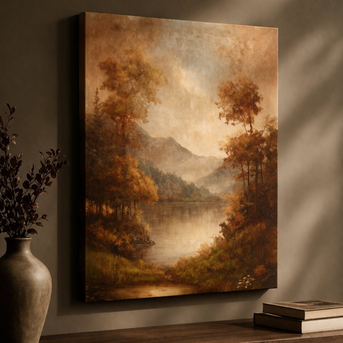 Warm Landscape Art Print – Trees And Mountains Art With Neutral Color Decor - Lumberwave Creations