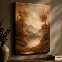 Warm Landscape Art Print – Trees And Mountains Art With Neutral Color Decor - Lumberwave Creations