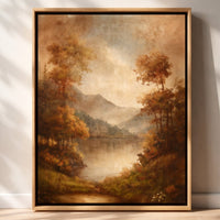 Warm Landscape Art Print – Trees And Mountains Art With Neutral Color Decor - Lumberwave Creations