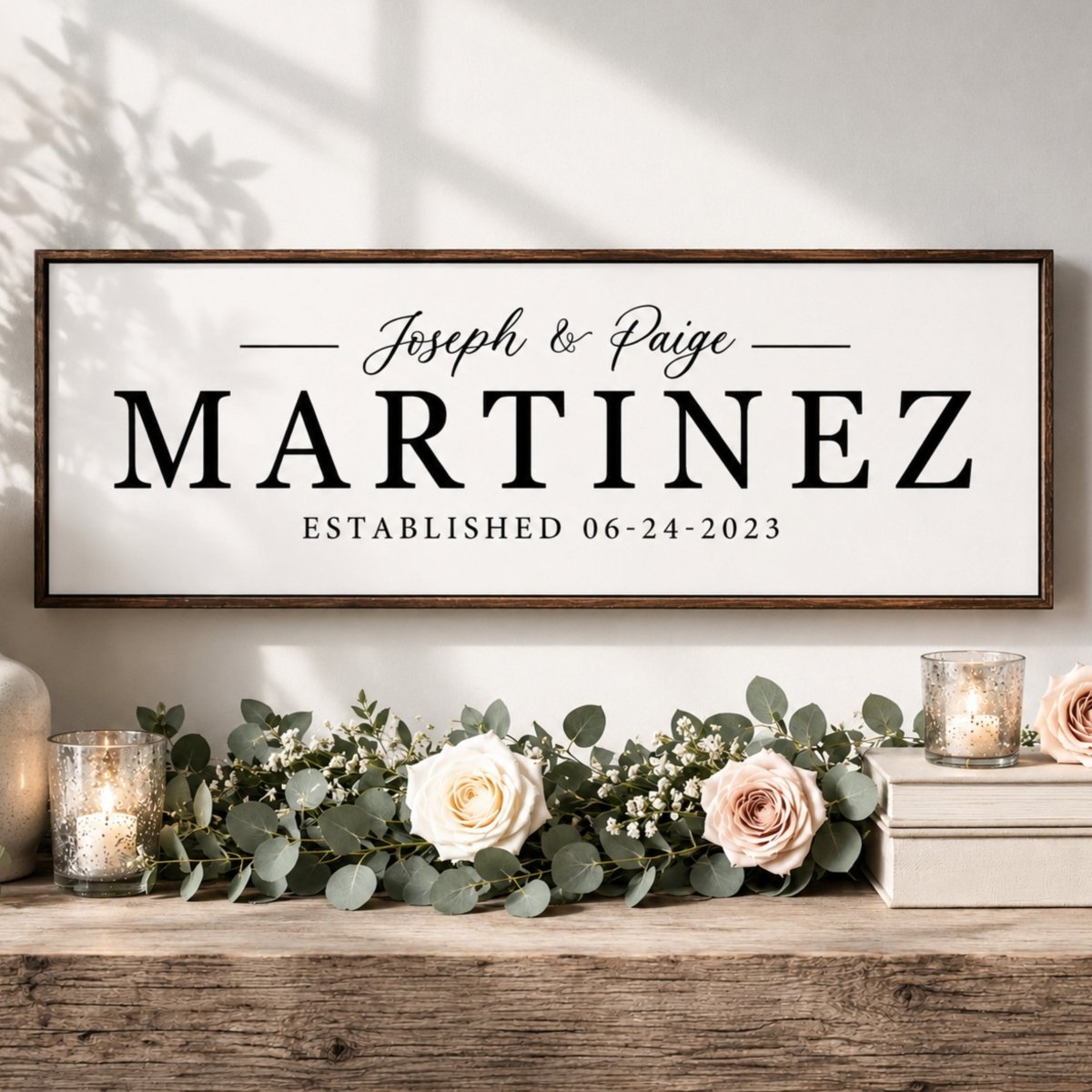 Wedding Last Name Sign - Personalized Custom Last Name Plaque & Established Date Display - Lumberwave Creations