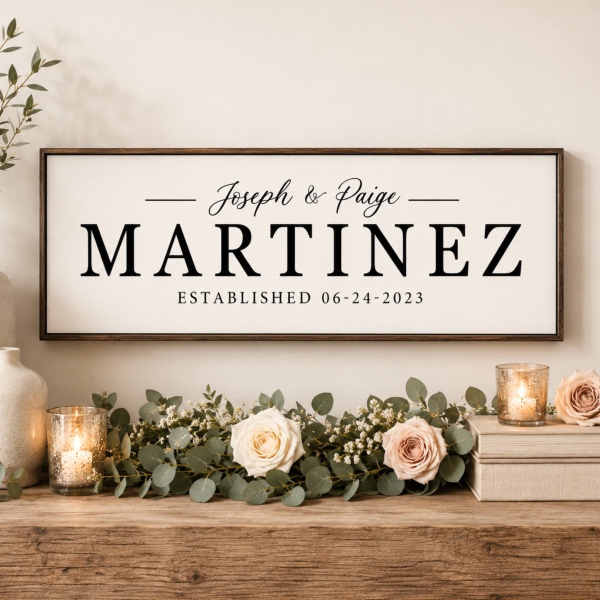 Wedding Last Name Sign - Personalized Custom Last Name Plaque & Established Date Display - Lumberwave Creations