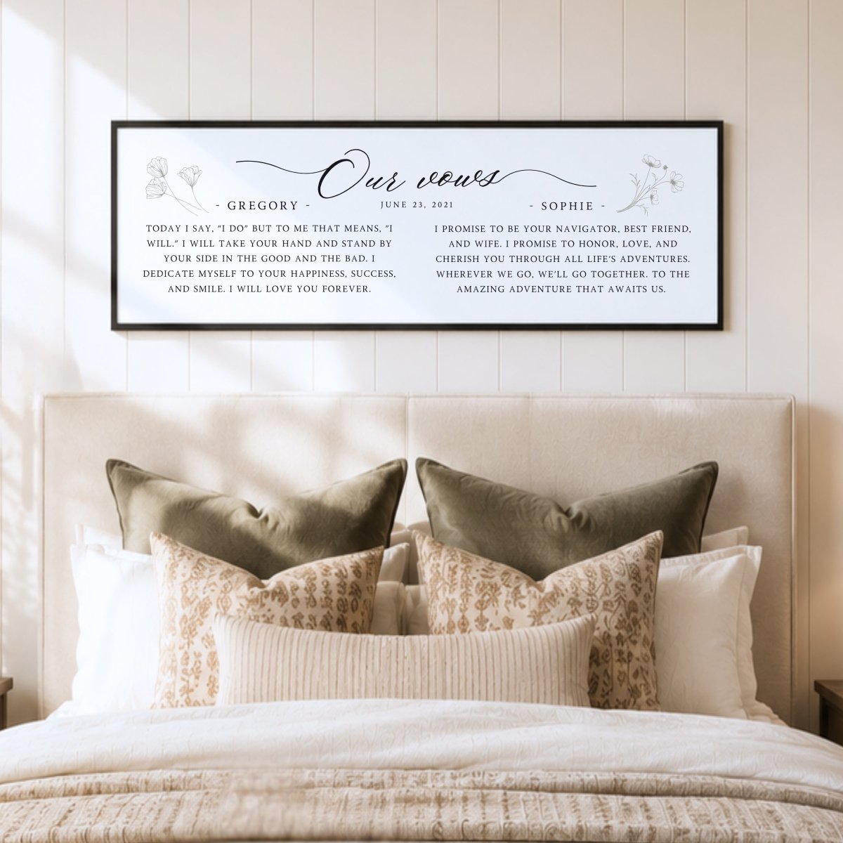 Wedding Vows Sign - Custom Anniversary Gift | Personalized His And Her Print - Lumberwave Creations
