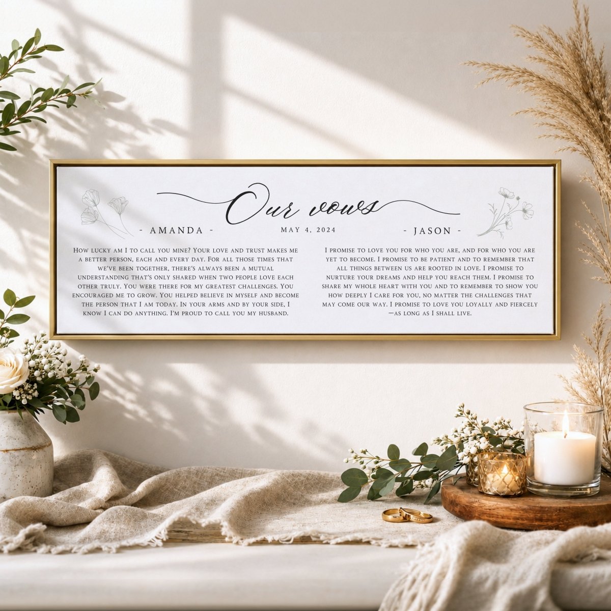 Wedding Vows Sign - Custom Anniversary Gift | Personalized His And Her Print - Lumberwave Creations