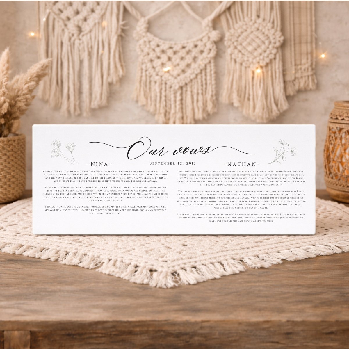 Wedding Vows Sign - Custom Anniversary Gift | Personalized His And Her Print - Lumberwave Creations