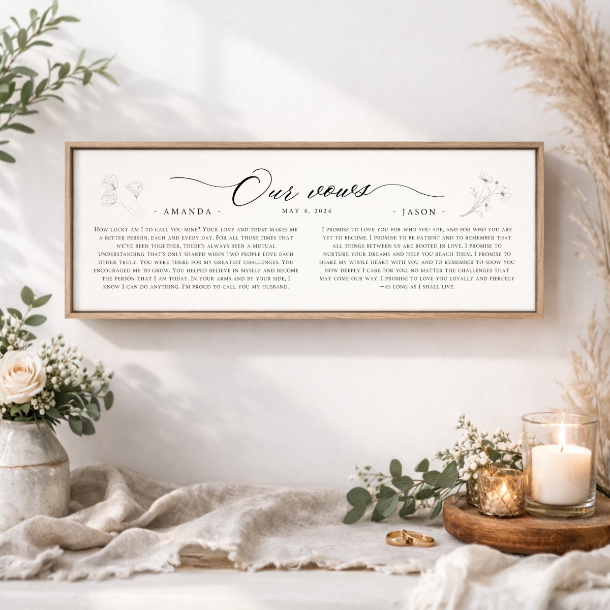 Wedding Vows Sign - Custom Anniversary Gift | Personalized His And Her Print - Lumberwave Creations