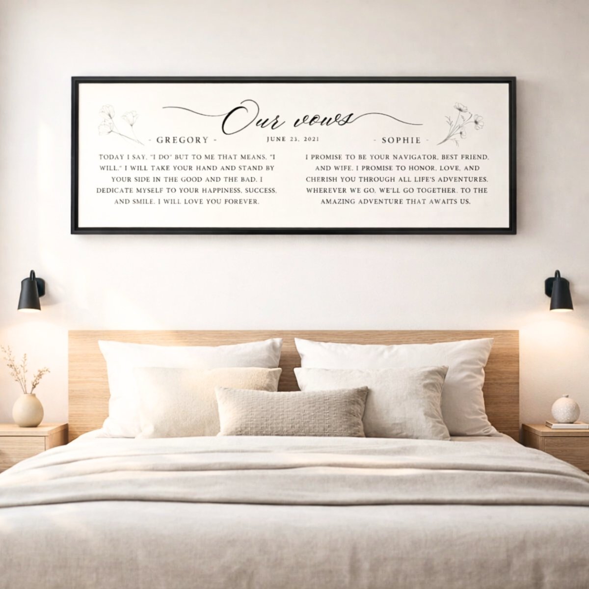 Wedding Vows Sign - Custom Anniversary Gift | Personalized His And Her Print - Lumberwave Creations