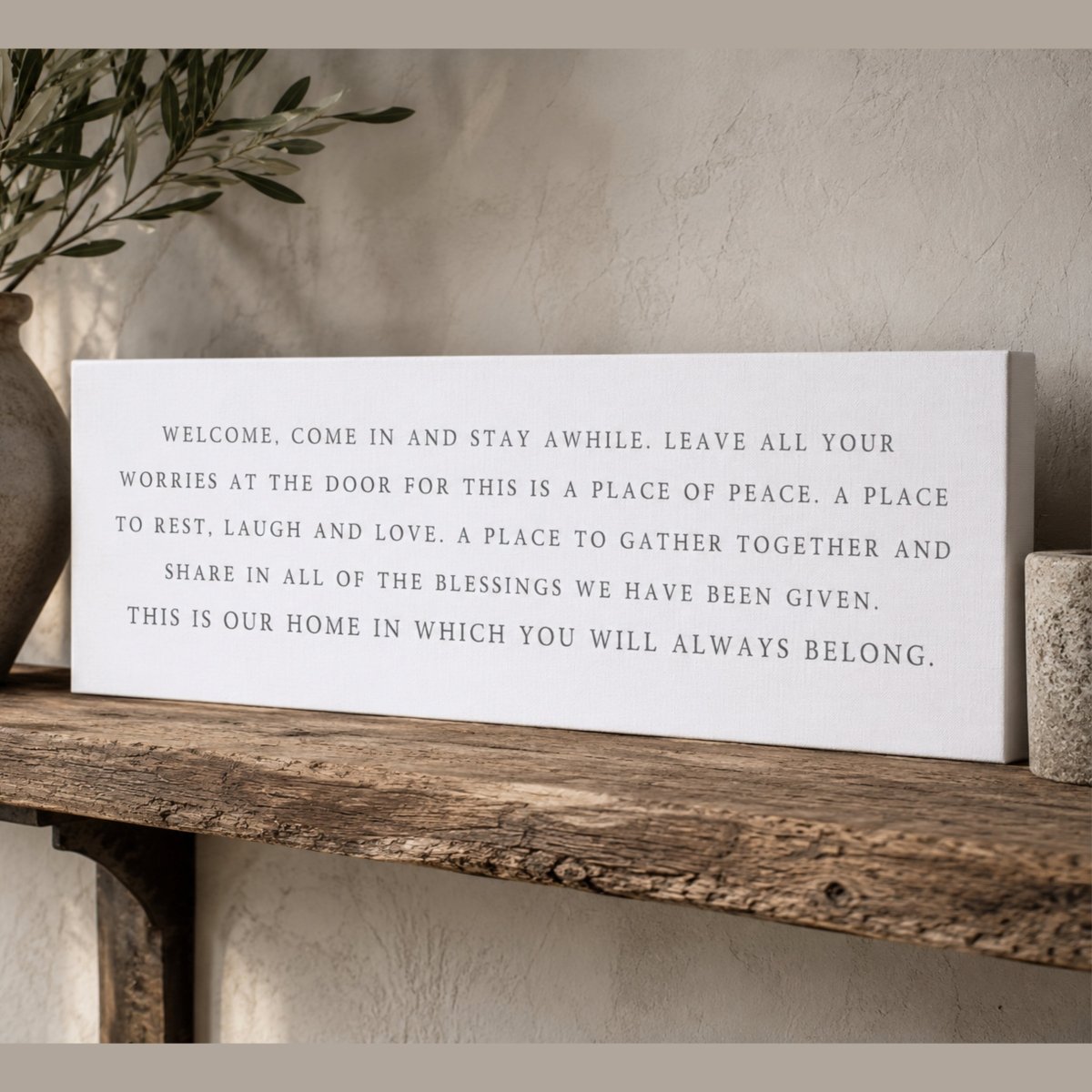 Welcome Home Sign - Come In Stay Awhile Entryway Wall Art & Rustic Home Decor - Lumberwave Creations