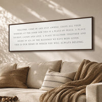 Welcome Home Sign - Come In Stay Awhile Entryway Wall Art & Rustic Home Decor - Lumberwave Creations