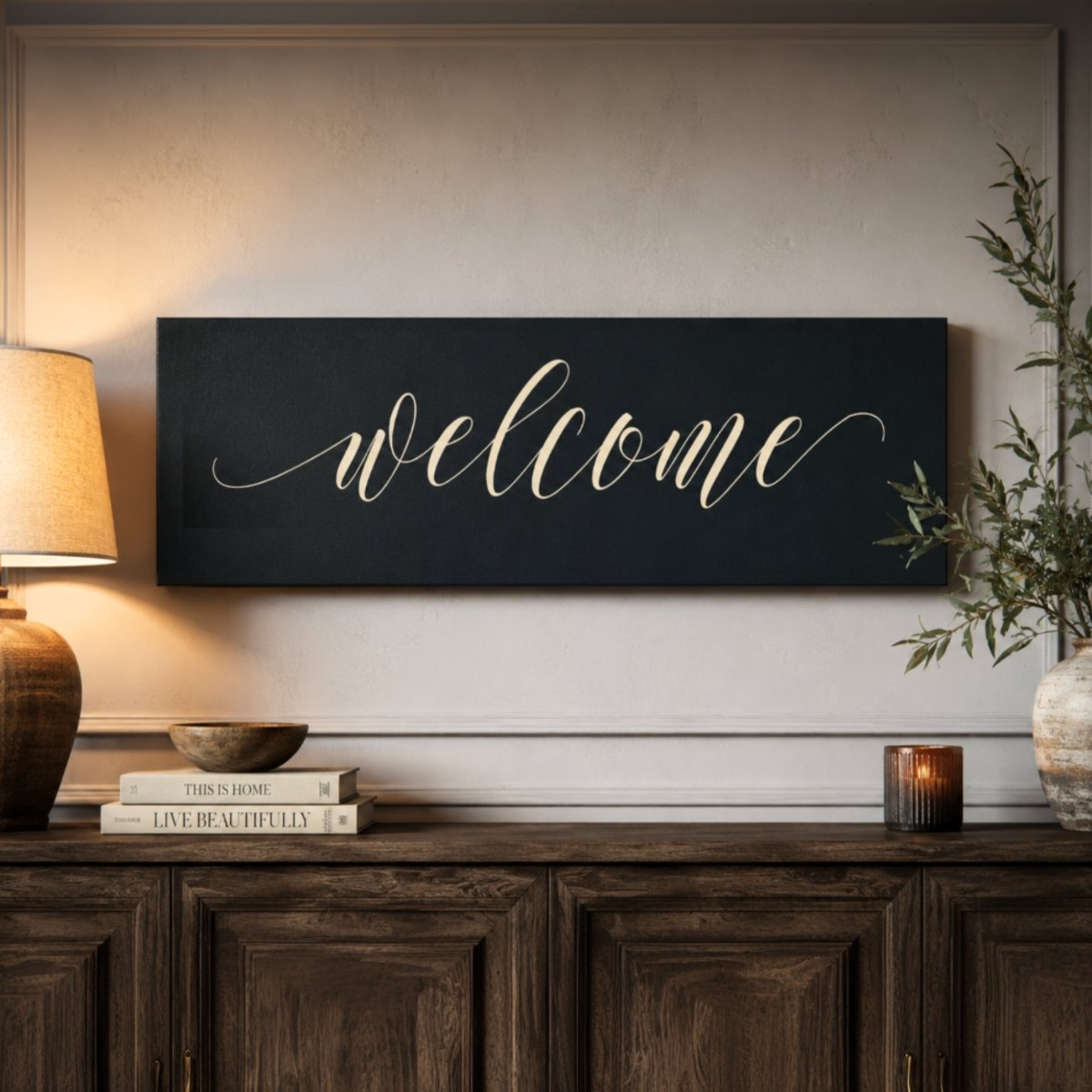Welcome Sign - Modern Entryway Decor | Minimalist Wall Art Print, Housewarming Gift - Lumberwave Creations