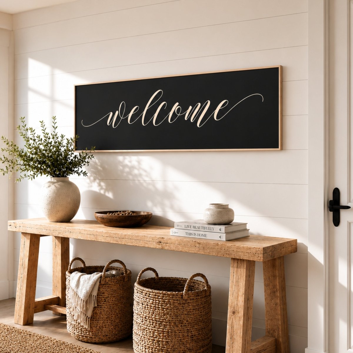 Welcome Sign - Modern Entryway Decor | Minimalist Wall Art Print, Housewarming Gift - Lumberwave Creations