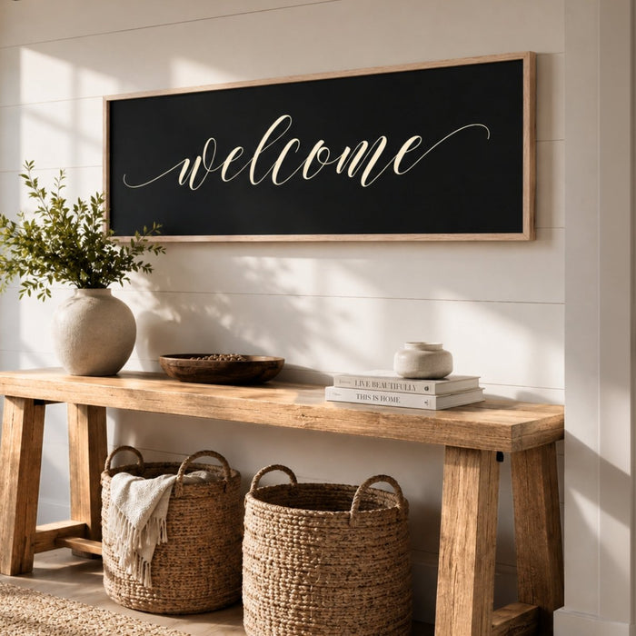 Welcome Sign - Modern Entryway Decor | Minimalist Wall Art Print, Housewarming Gift - Lumberwave Creations
