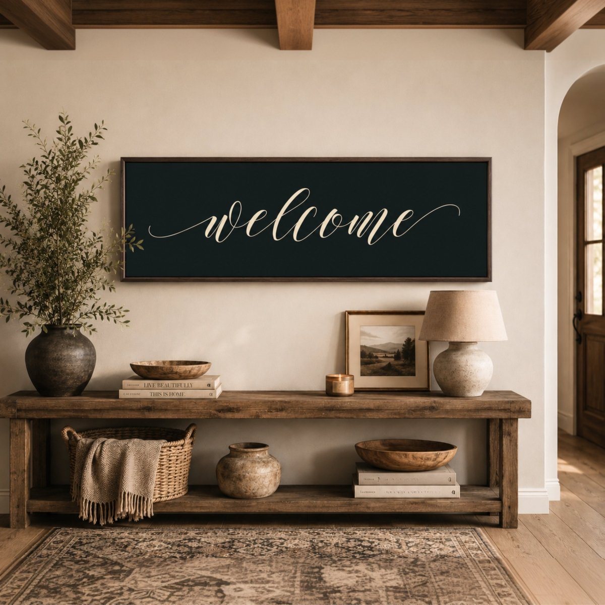 Welcome Sign - Modern Entryway Decor | Minimalist Wall Art Print, Housewarming Gift - Lumberwave Creations