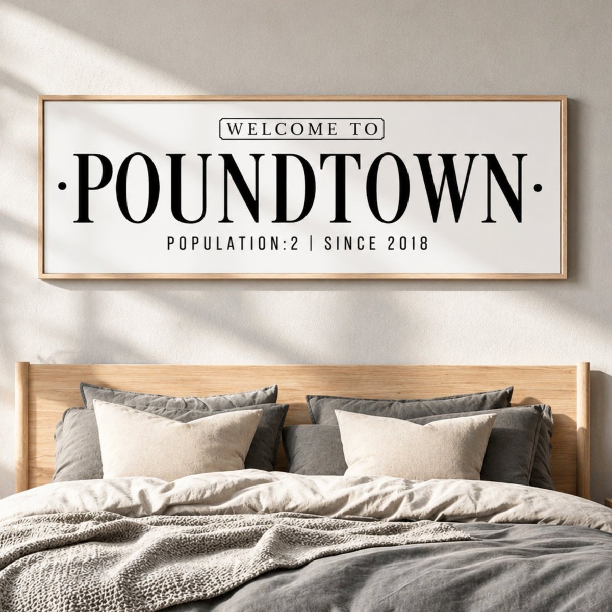 Welcome To Poundtown Sign - Funny Bedroom Wall Art | Personalized Rustic Wood Framed Decor - Lumberwave Creations