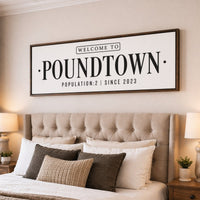 Welcome To Poundtown Sign - Funny Bedroom Wall Art | Personalized Rustic Wood Framed Decor - Lumberwave Creations