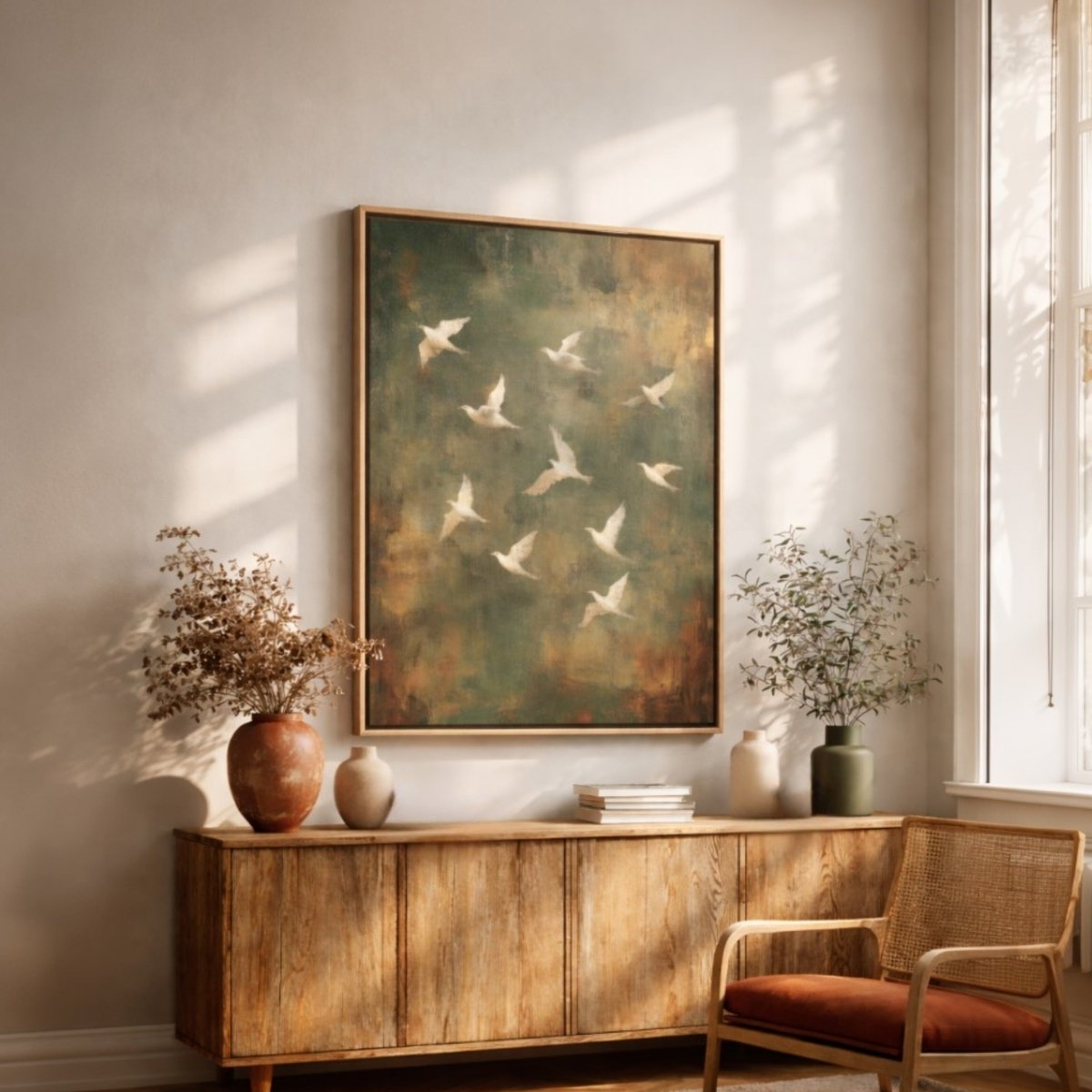 White Birds Wall Art – Flock of Birds Print | Rustic Nature Art Decor - Lumberwave Creations