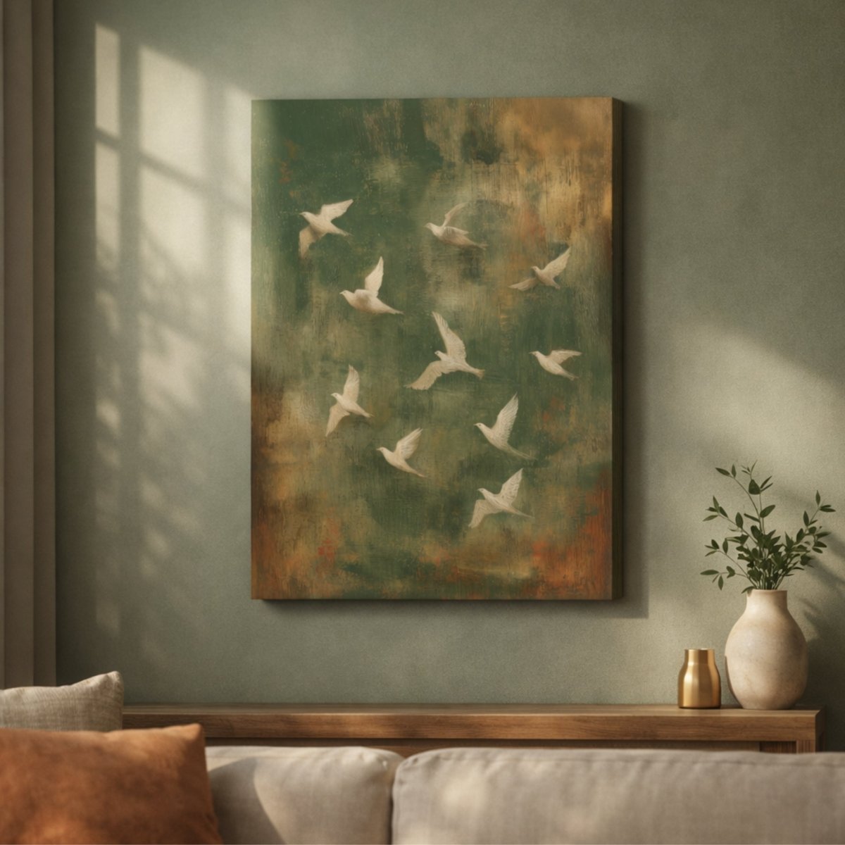 White Birds Wall Art – Flock of Birds Print | Rustic Nature Art Decor - Lumberwave Creations