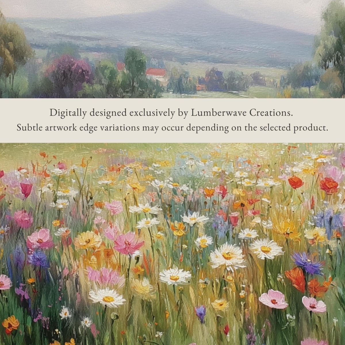 Wildflower Wall Art for Living Room, Vintage Mountain Floral Print, Meadow Flowers Canvas Sign - Lumberwave Creations