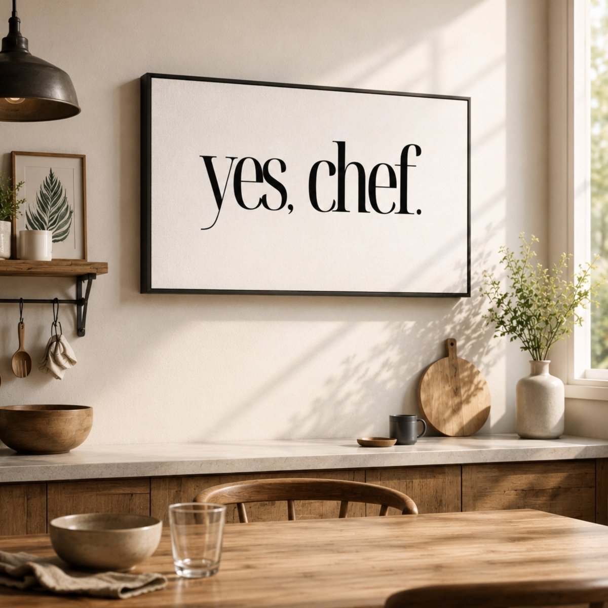 Yes Chef Print - Modern Kitchen Wall Decor | Typography Wall Art & Cooking Quote Sign - Lumberwave Creations