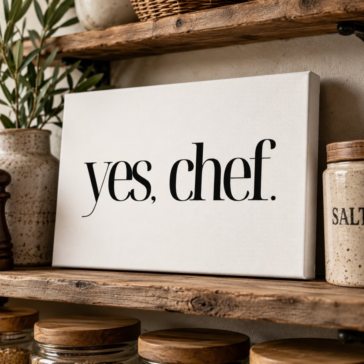 Yes Chef Print - Modern Kitchen Wall Decor | Typography Wall Art & Cooking Quote Sign - Lumberwave Creations