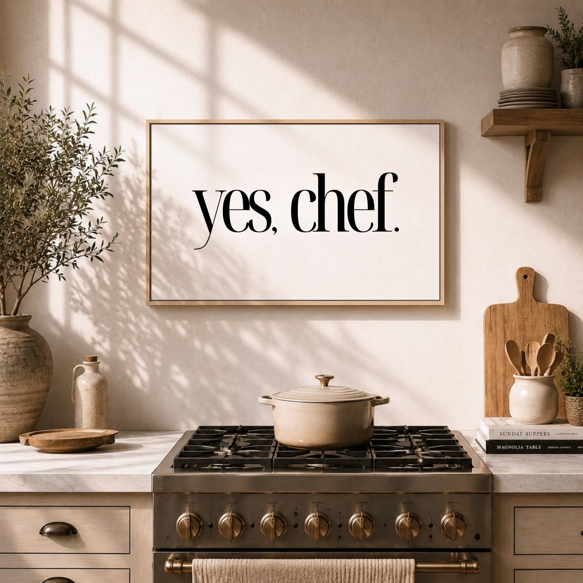 Yes Chef Print - Modern Kitchen Wall Decor | Typography Wall Art & Cooking Quote Sign - Lumberwave Creations